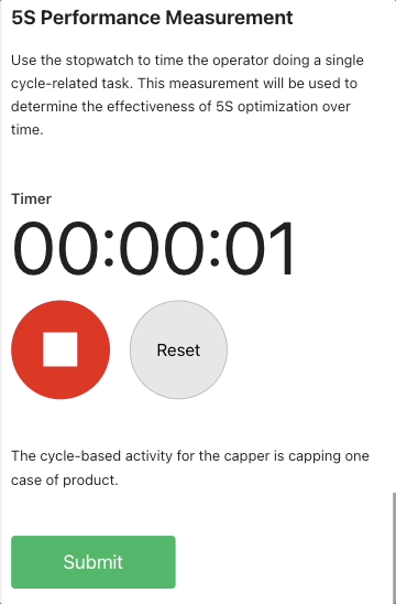 Stopwatch 5S cycle time