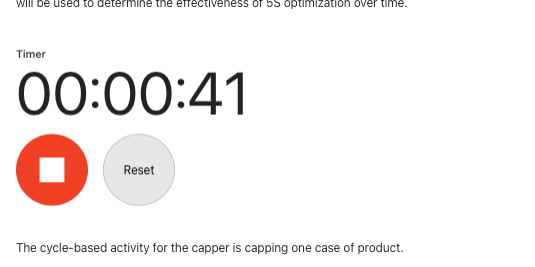 Stopwatch 5S Improvement Cycle times-min