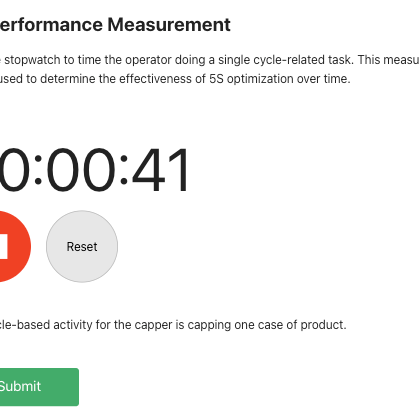 Stopwatch 5S Improvement Cycle times-min